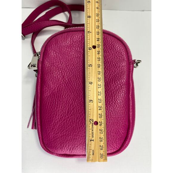 GENUINE LEATHER BORSE IN PELLE small fuchsia crossbody bag made in italy - Picture 6 of 8